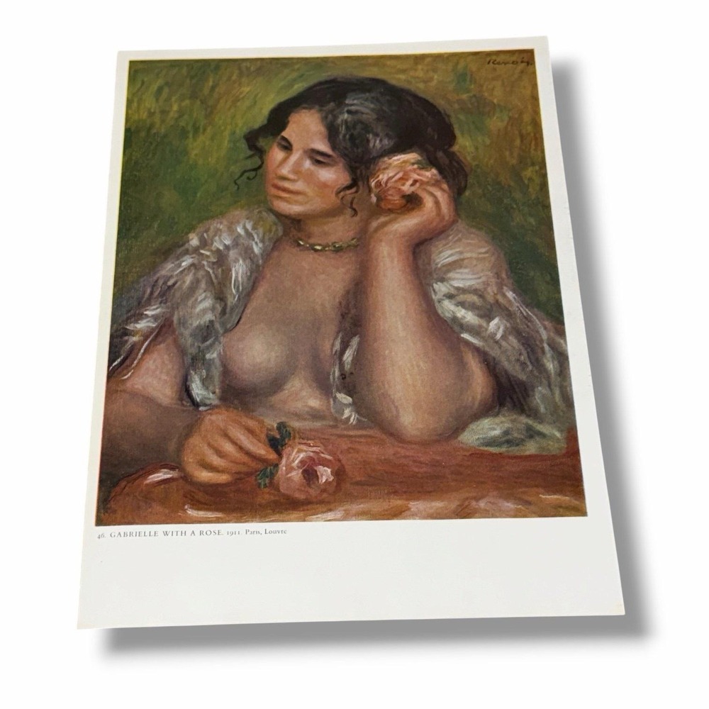 Vintage Art Book Plate Illustration Gabrielle with a Rose Auguste Renoir AE